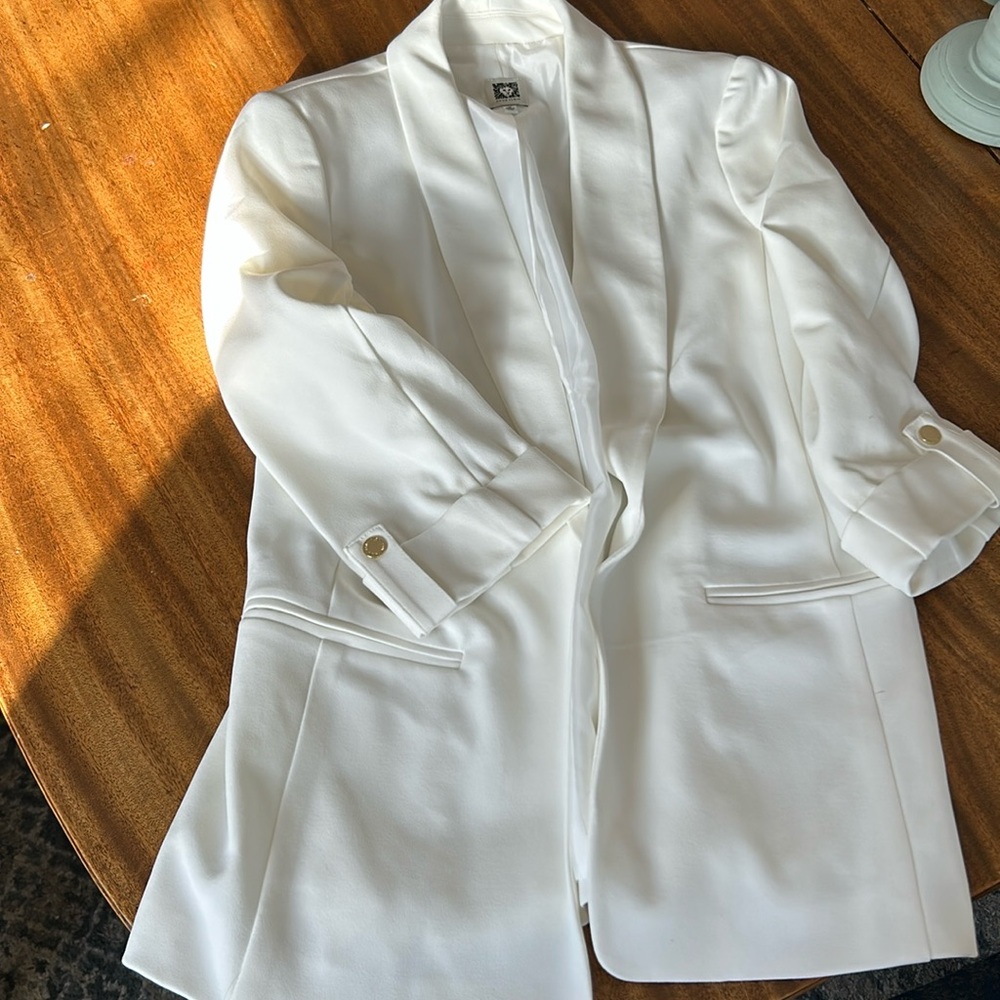 Anne Klein white blazer gold buttons